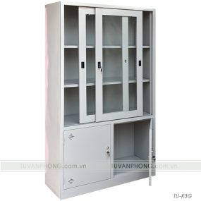 Tủ sắt văn phòng cánh kính lùa TU-K3G-2